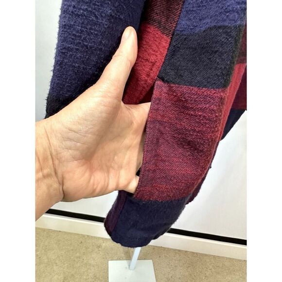MARINE LAYER Women's Riley Plaid Flannel Overshirt Red/Blue Size Extra Large - Picture 6 of 11